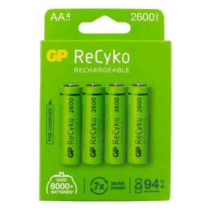 GP ReCyko Ni-MH 2600mAh AA Rechargeable Batteries - Pack of 4