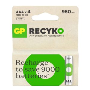 GP ReCyko Ni-MH 950mAh AAA Rechargeable Batteries - Pack of 4