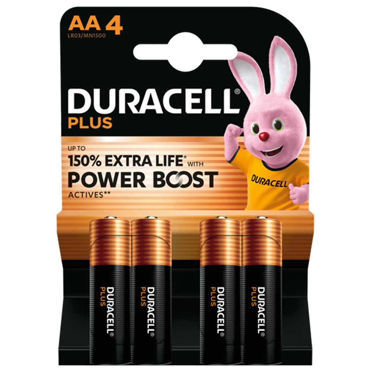 Duracell Plus Power Boost LR6 AA Alkaline Batteries - 4-Pack